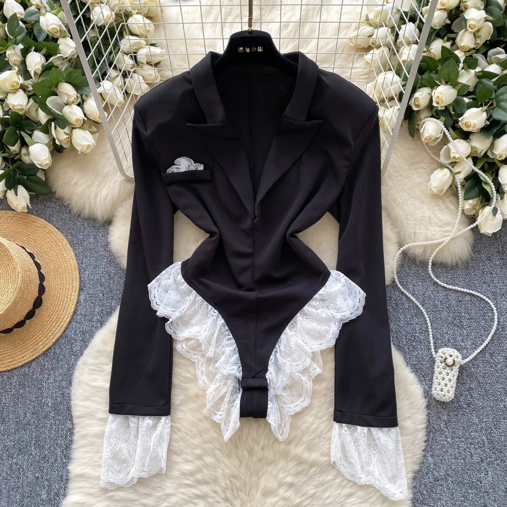 Winter Clothing Korea - Hotsweet-Combinaison à col rabattu, manches longues,