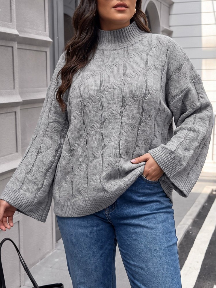 Winter Clothing Plus Size - Pull tricoté décontracté à manches longues