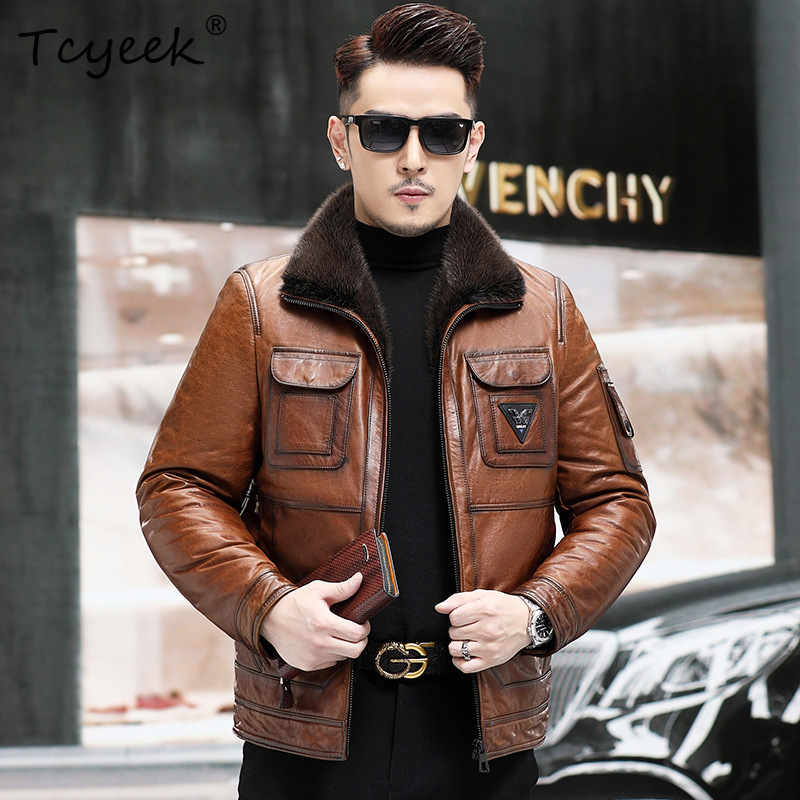 Warm Winter Clothing - Veste en cuir véritable de mouton