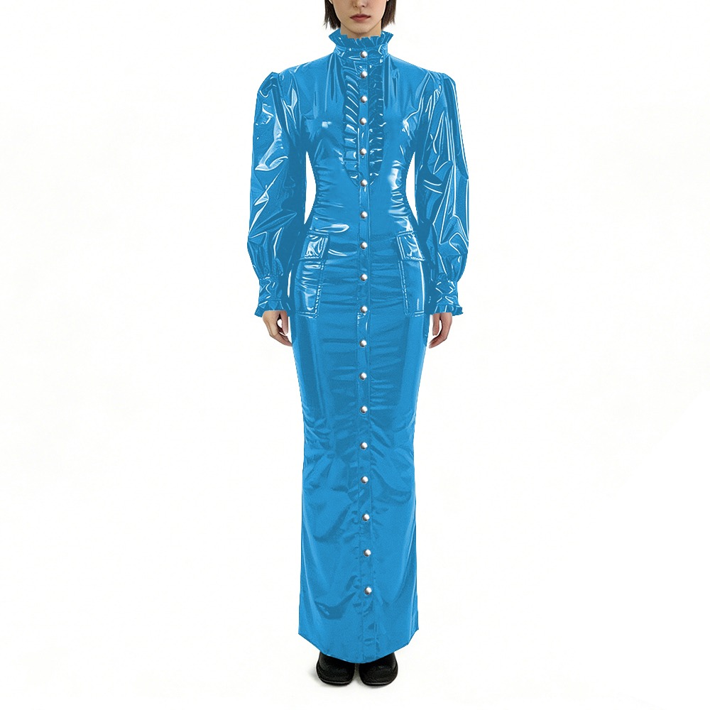Winter Clothing Plus Size - Robe longue crayon en PVC brillant