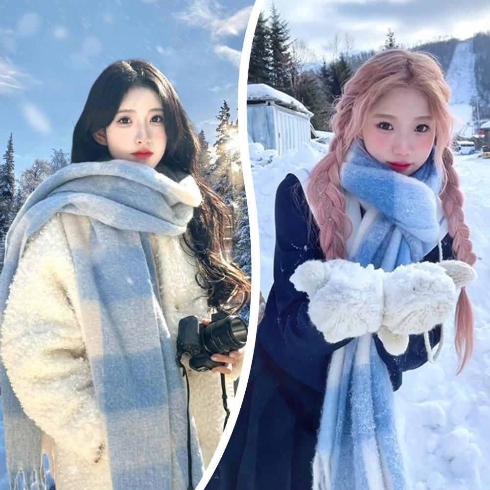 Winter Clothing Korea - Élégant Simple coréen inspiré bleu blanc