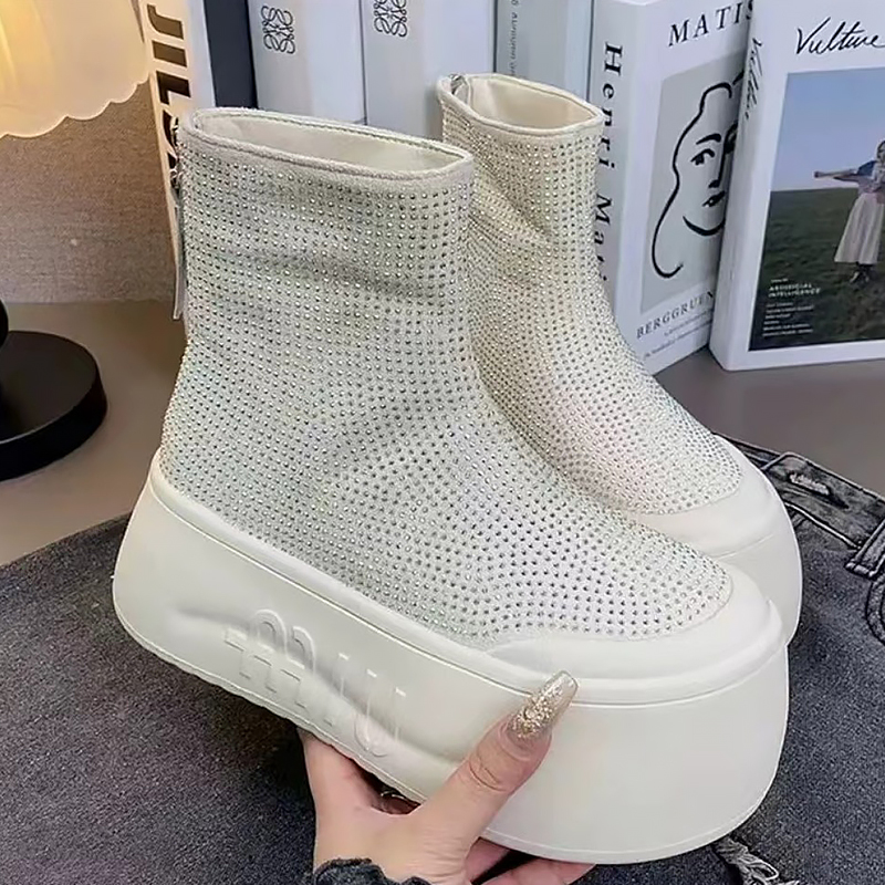 Winter Clothing Korea - Bottines de luxe à strass pour
