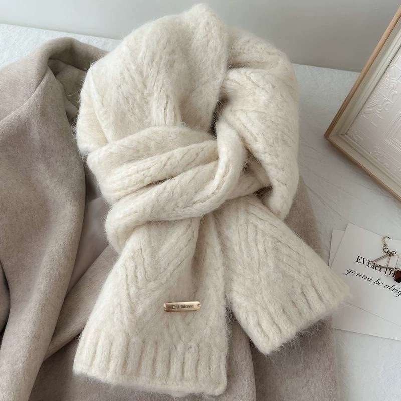 Winter Clothing Korea - Écharpe tricotée polyvalente pour femmes, couleur