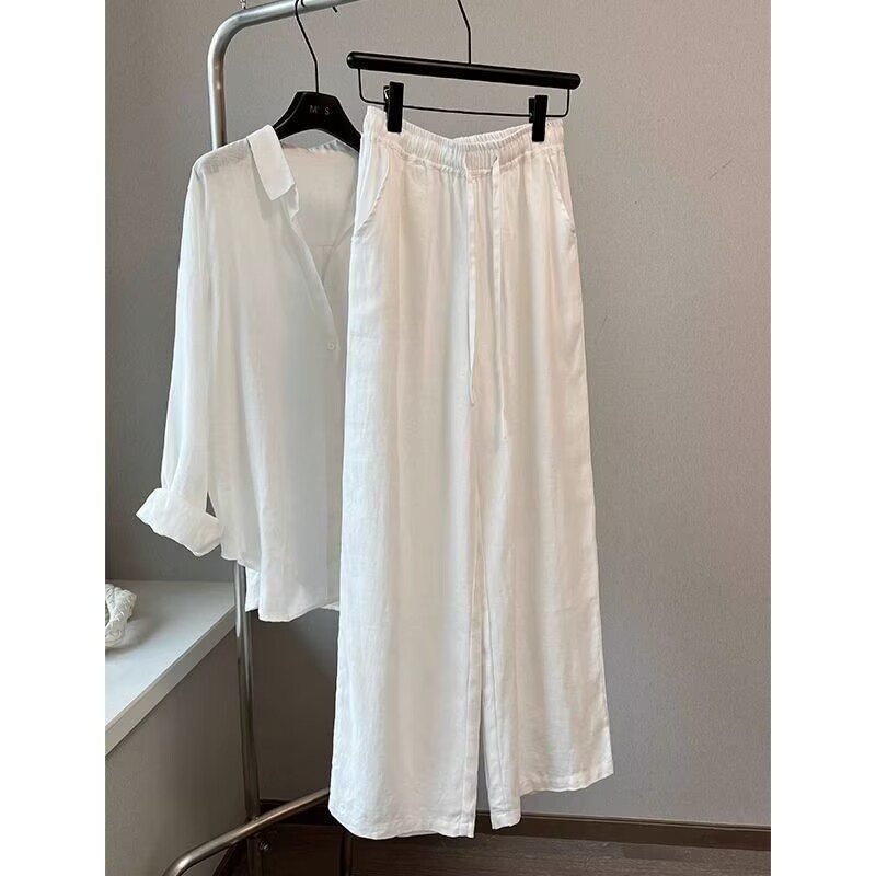 Winter Clothing Korea - Ensemble chemise et pantalon large en
