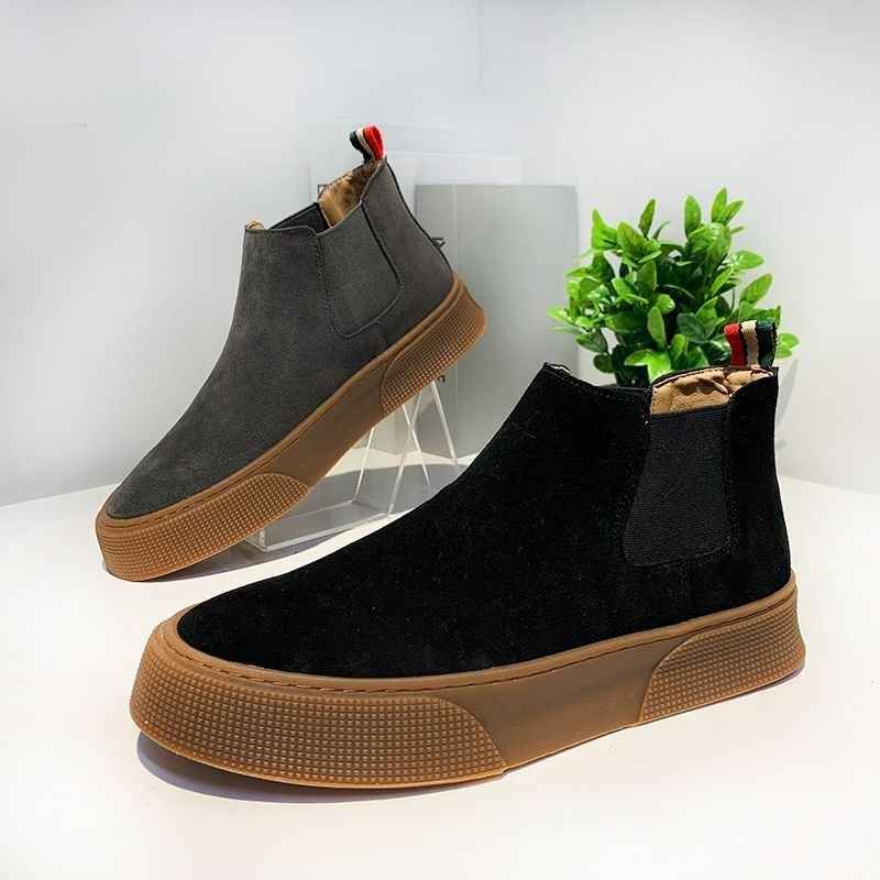 Winter Clothing Korea - Bottes Chelsea montantes en daim pour