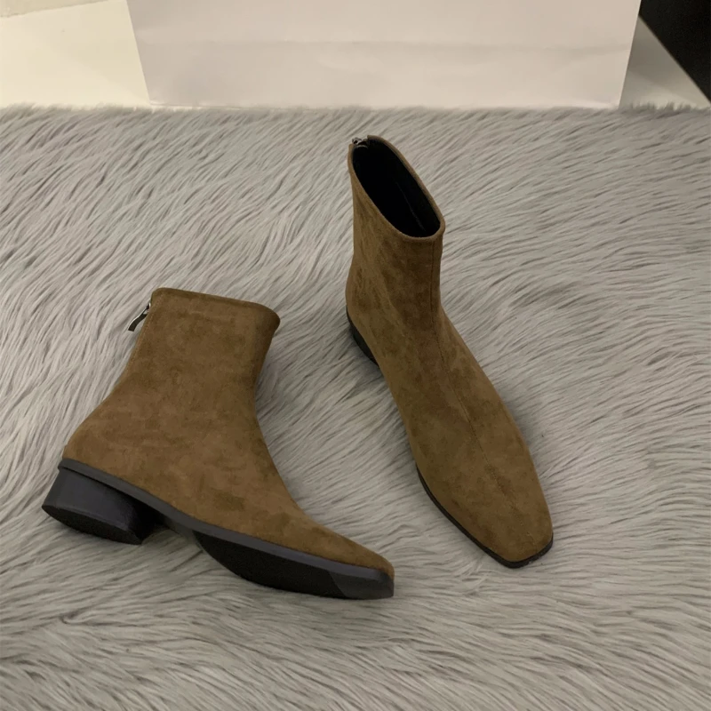 Winter Clothing Korea - Botte nue couleur pêche avec fermeture