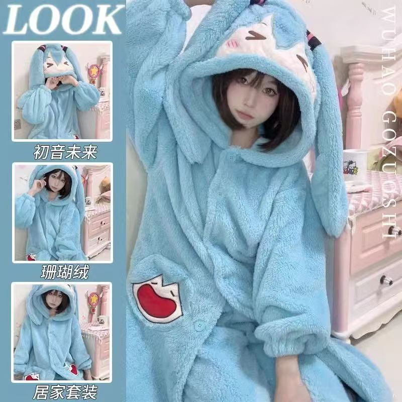 Warm Winter Clothing - Pyjama Miku Anime Mignon en Velours