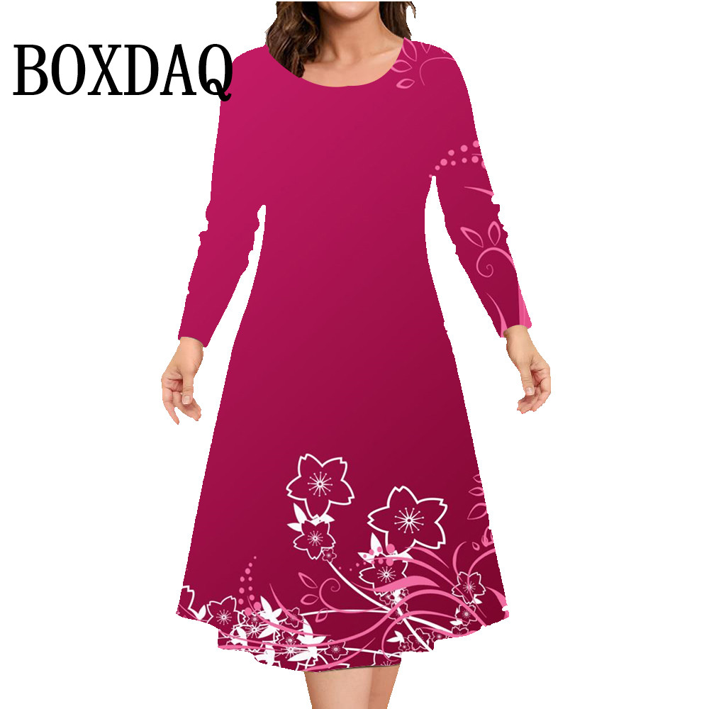 Robe trapèze ample imprimée à  - Winter Clothing Plus Size avis et prix