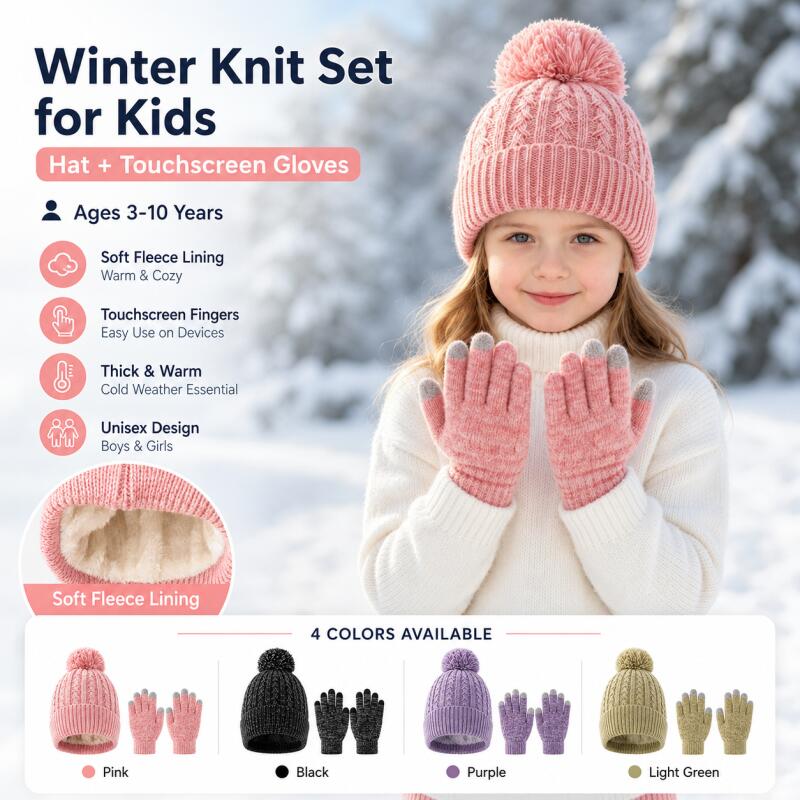 Ensemble bonnet tricoté et gan - Knit Glove Touch Screen avis et prix