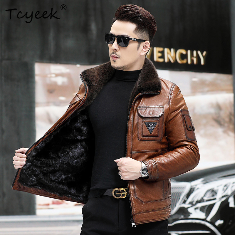 Veste en cuir véritable de mou - Warm Winter Clothing avis et prix